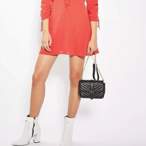 TOPSHOP Quilted Cross Body Buckle Gold Chain Strap